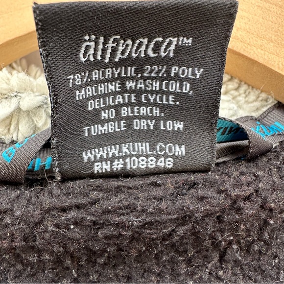 Kuhl Womens Alfpaca Fleece Full Zip Hoodie Jacket XLarge Black Thumb Holes - Picture 7 of 8